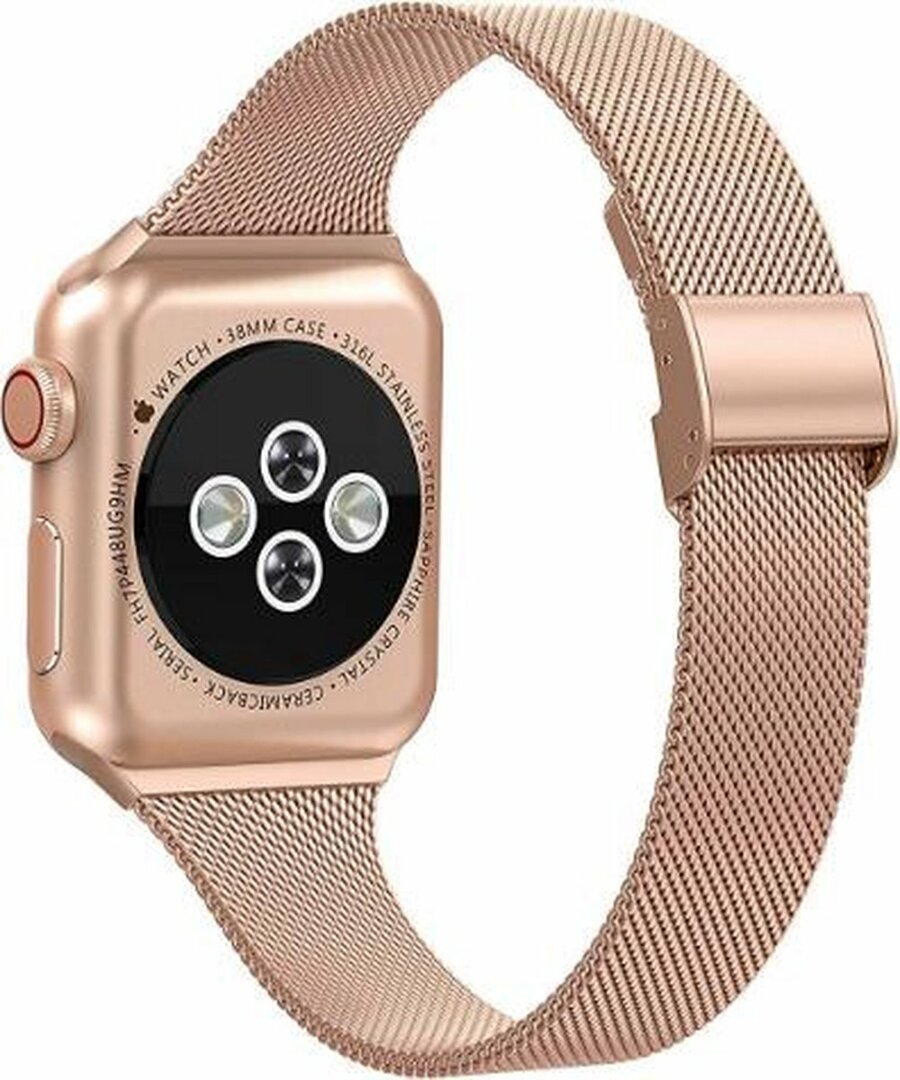 Milanaise Slim Fit Armband - Champagner Gold - Geeignet f&uuml;r Apple Watch 44mm / 45mm / 46mm / 49mm