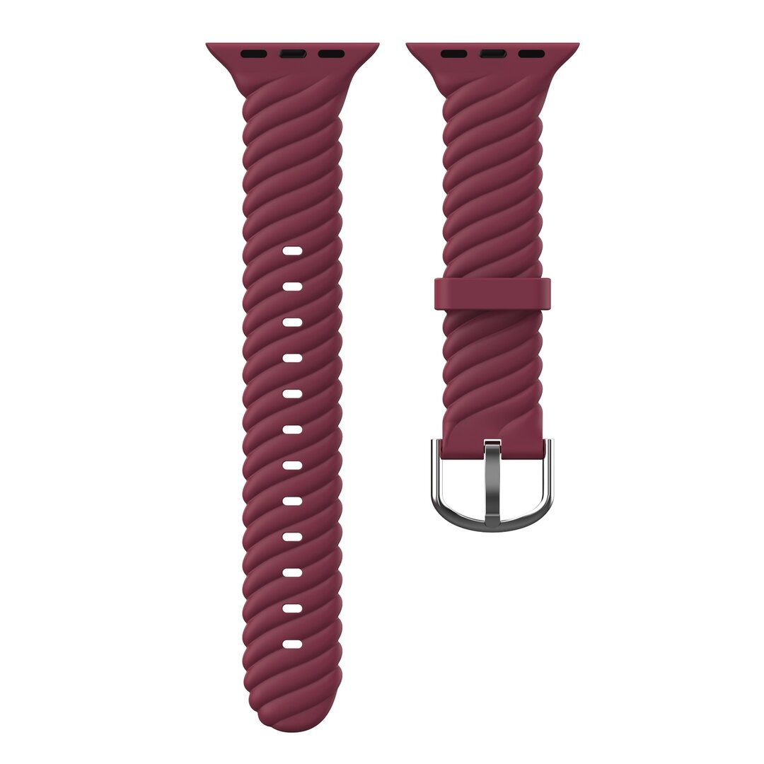 Silikon &#039;Twist&#039; Armband - Weinrot - Geeignet f&uuml;r Apple Watch 44mm / 45mm / 46mm / 49mm