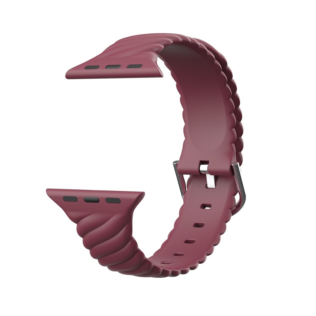 Silikon &#039;Twist&#039; Armband - Weinrot - Geeignet f&uuml;r Apple Watch 44mm / 45mm / 46mm / 49mm
