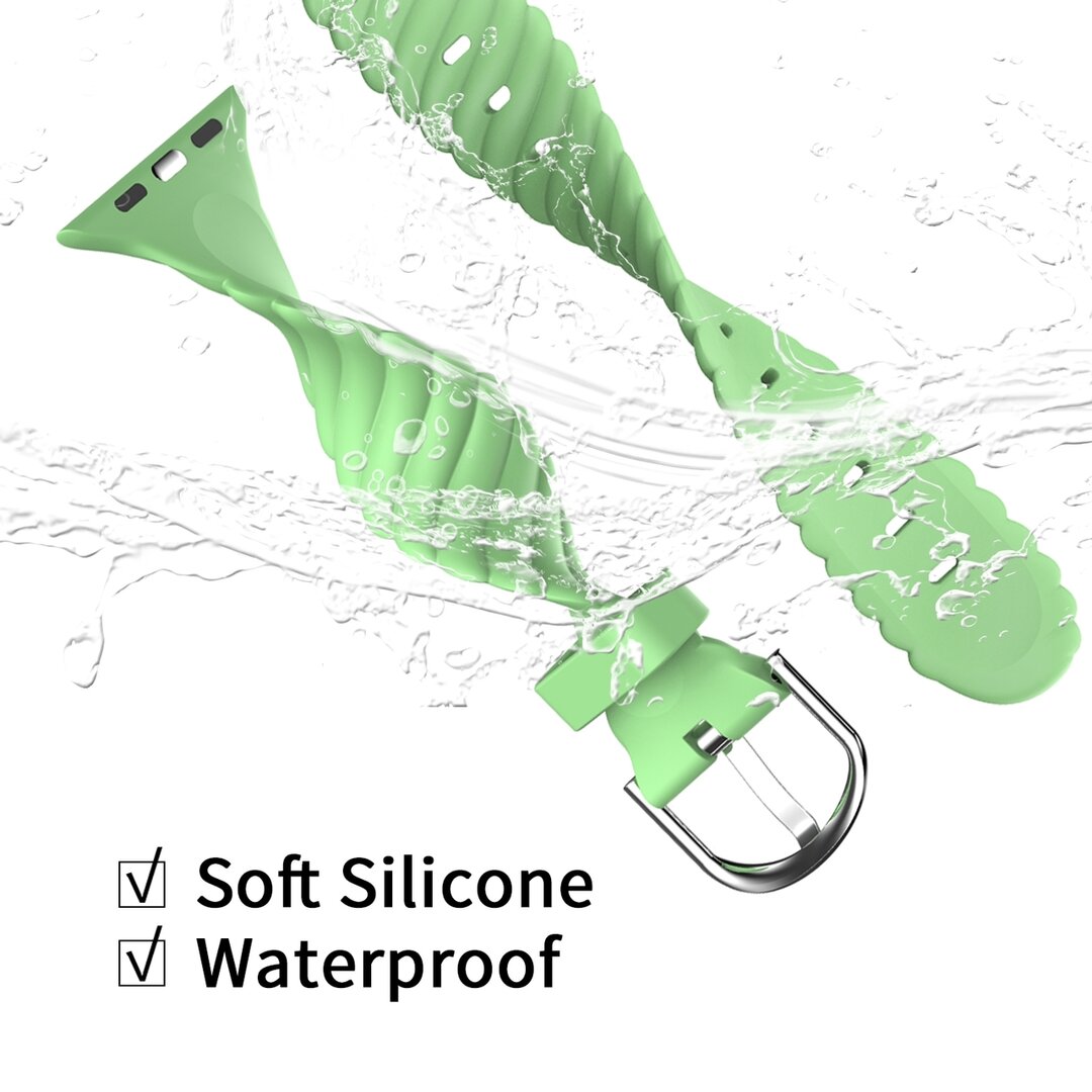Silikonarmband &#039;Twist&#039; - Gr&uuml;n - Geeignet f&uuml;r Apple Watch 44mm / 45mm / 46mm / 49mm