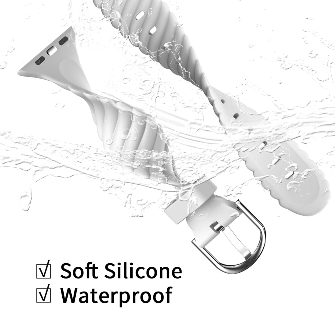 Silikonarmband &#039;Twist&#039; - Wei&szlig; - Geeignet f&uuml;r Apple Watch 44mm / 45mm / 46mm / 49mm