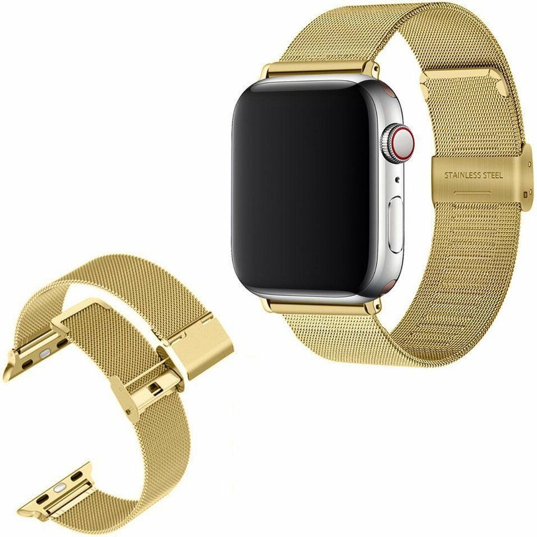 Milanaise Loop Armband - Gold - Geeignet f&uuml;r Apple Watch 44mm / 45mm / 46mm / 49mm