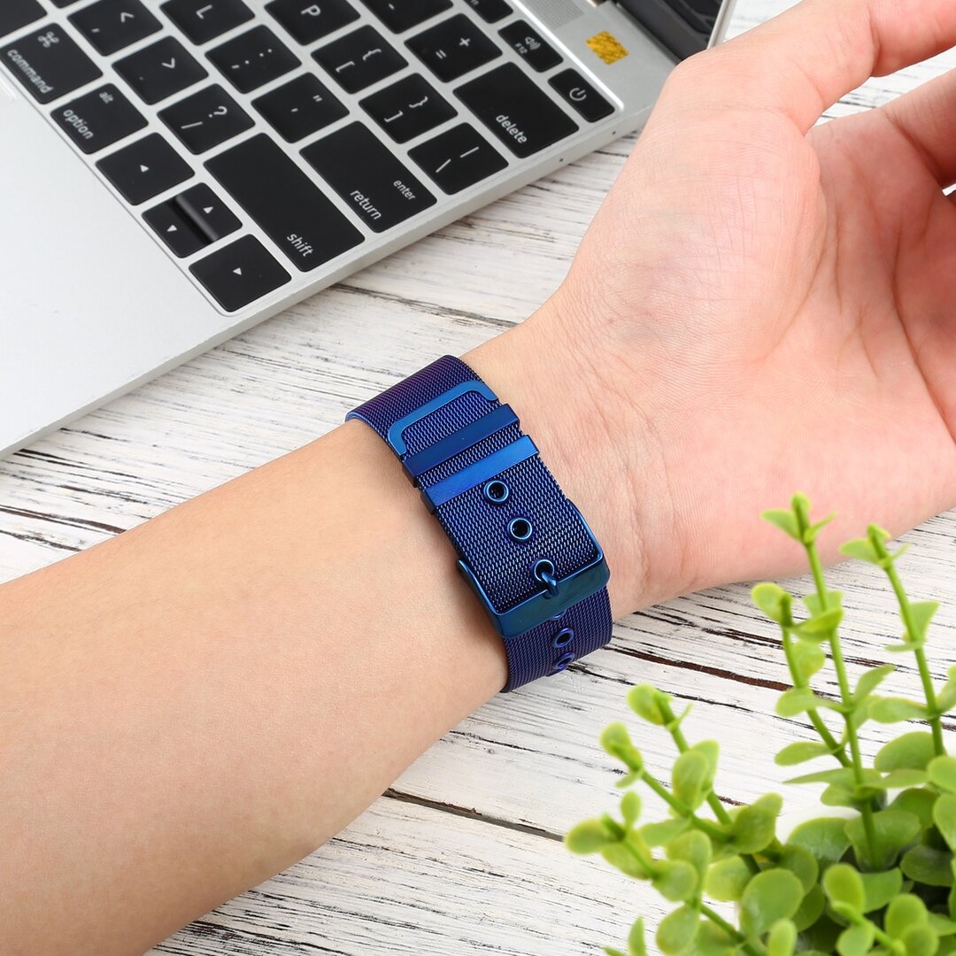 Milanaise mit Schnallenarmband - Blau - Geeignet f&uuml;r Apple Watch 44mm / 45mm / 46mm / 49mm