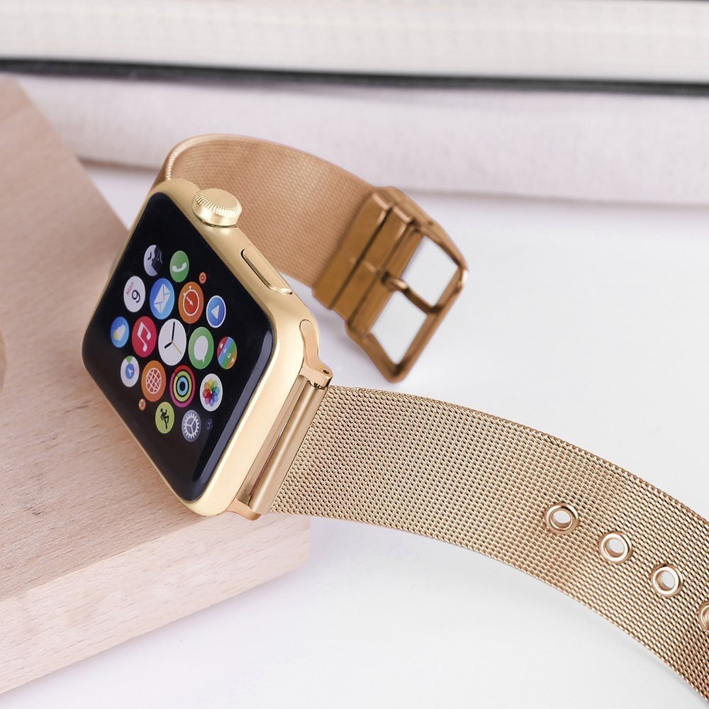 Milanaise mit Schnallenarmband - Champagner Gold - Geeignet f&uuml;r Apple Watch 44mm / 45mm / 46mm / 49mm