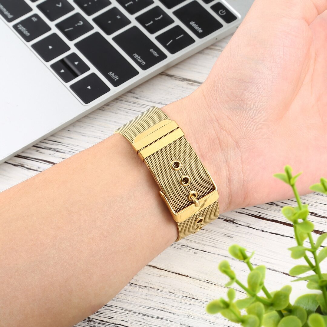 Milanaise mit Schnallenarmband - Gold - Geeignet f&uuml;r Apple Watch 44mm / 45mm / 46mm / 49mm