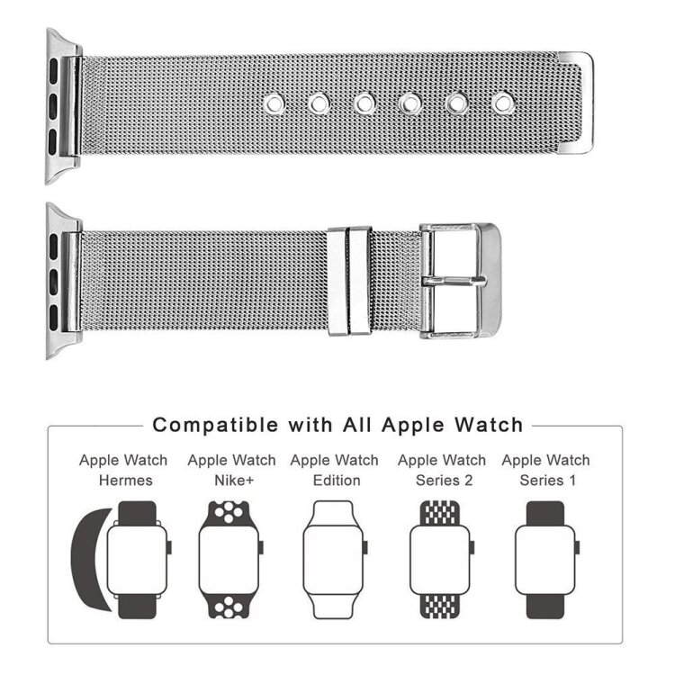 Milanaise mit Schnallenarmband - Schwarz - Geeignet f&uuml;r Apple Watch 44mm / 45mm / 46mm / 49mm