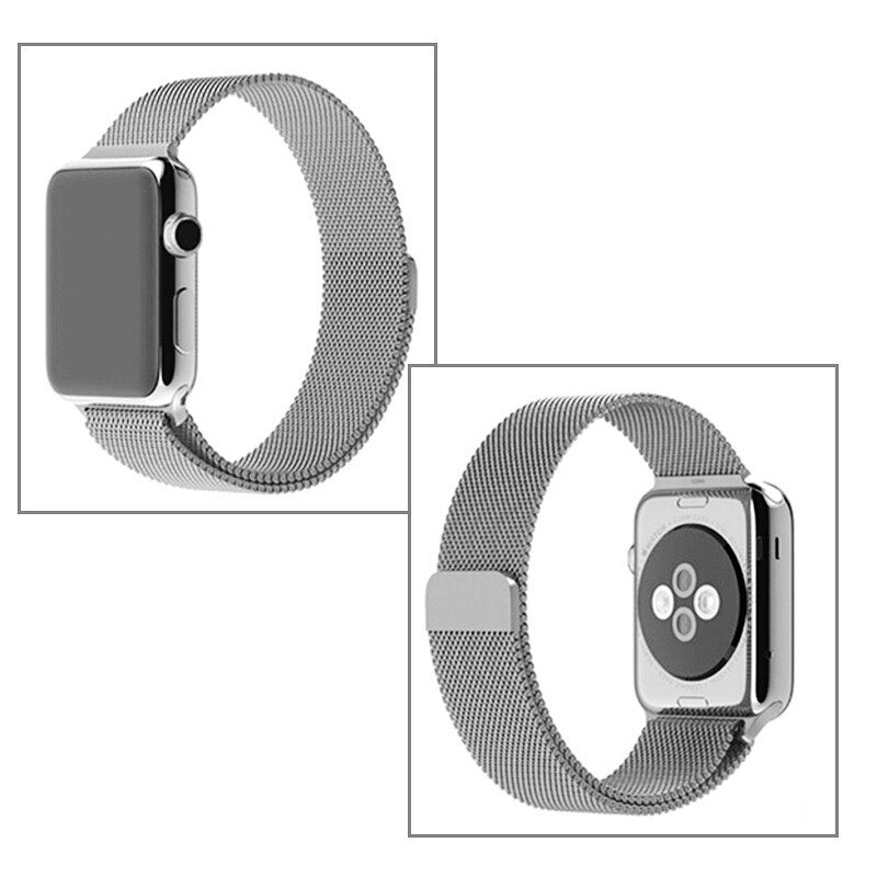 Milanaise-Edelstahlarmband - Silber - Geeignet f&uuml;r Apple Watch 38mm / 40mm / 41mm / 42mm