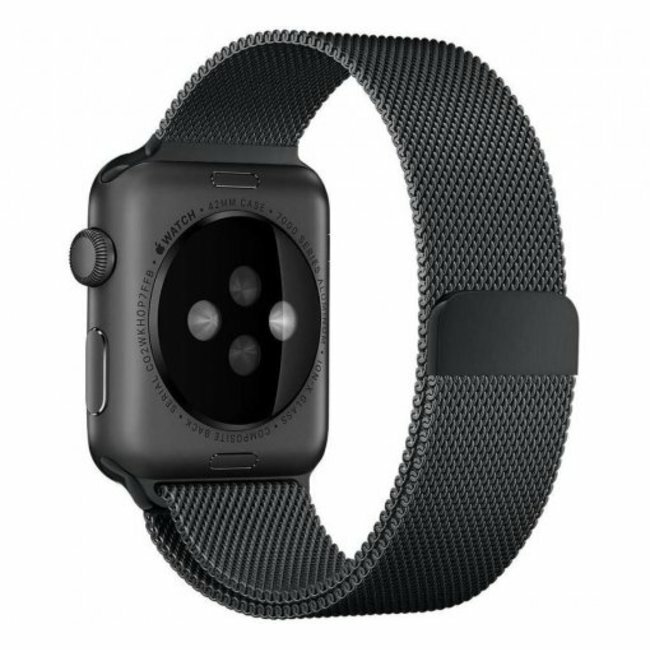Milanaise-Edelstahlarmband - Schwarz - Geeignet f&uuml;r Apple Watch 38mm / 40mm / 41mm / 42mm