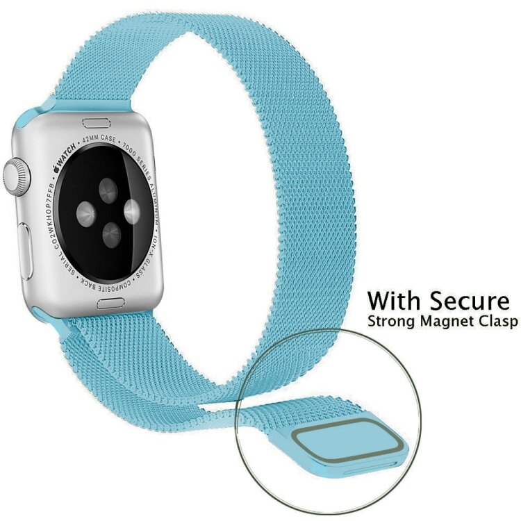 Milanaise-Edelstahlarmband - Hellblau - Geeignet f&uuml;r Apple Watch 38mm / 40mm / 41mm / 42mm