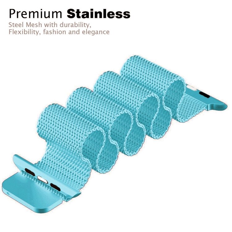 Milanaise-Edelstahlarmband - Hellblau - Geeignet f&uuml;r Apple Watch 38mm / 40mm / 41mm / 42mm