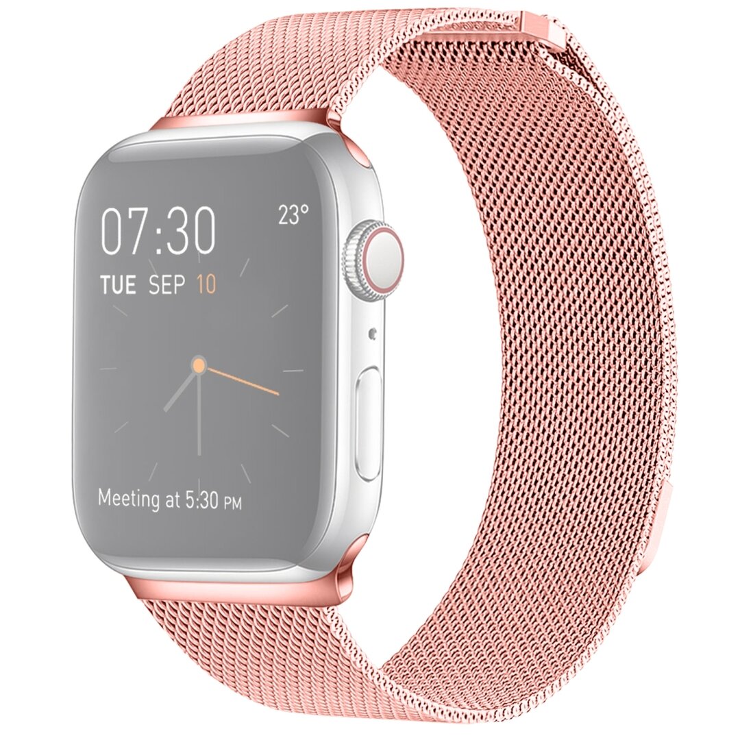 Milanaise-Edelstahlarmband - Rosa - Geeignet f&uuml;r Apple Watch 44mm / 45mm / 46mm / 49mm