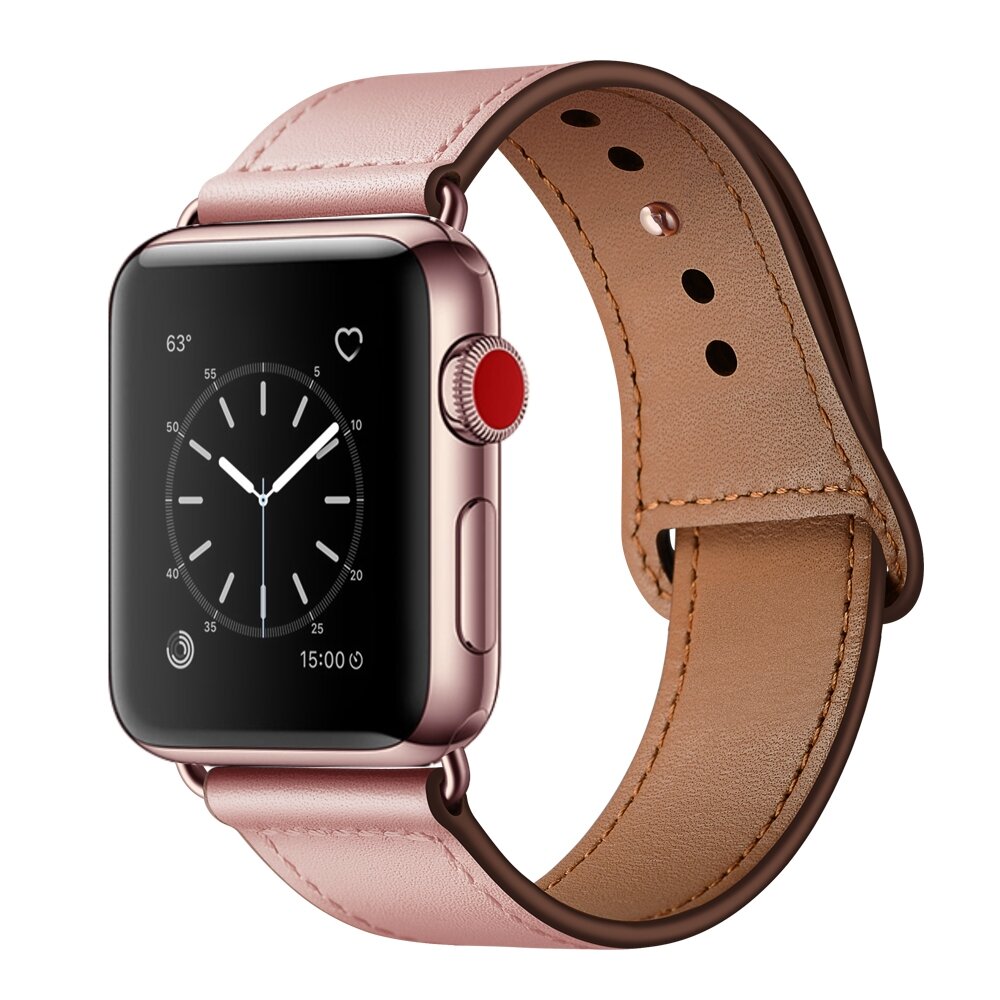 Lederarmband - Rosa - Geeignet f&uuml;r Apple Watch 38mm / 40mm / 41mm / 42mm