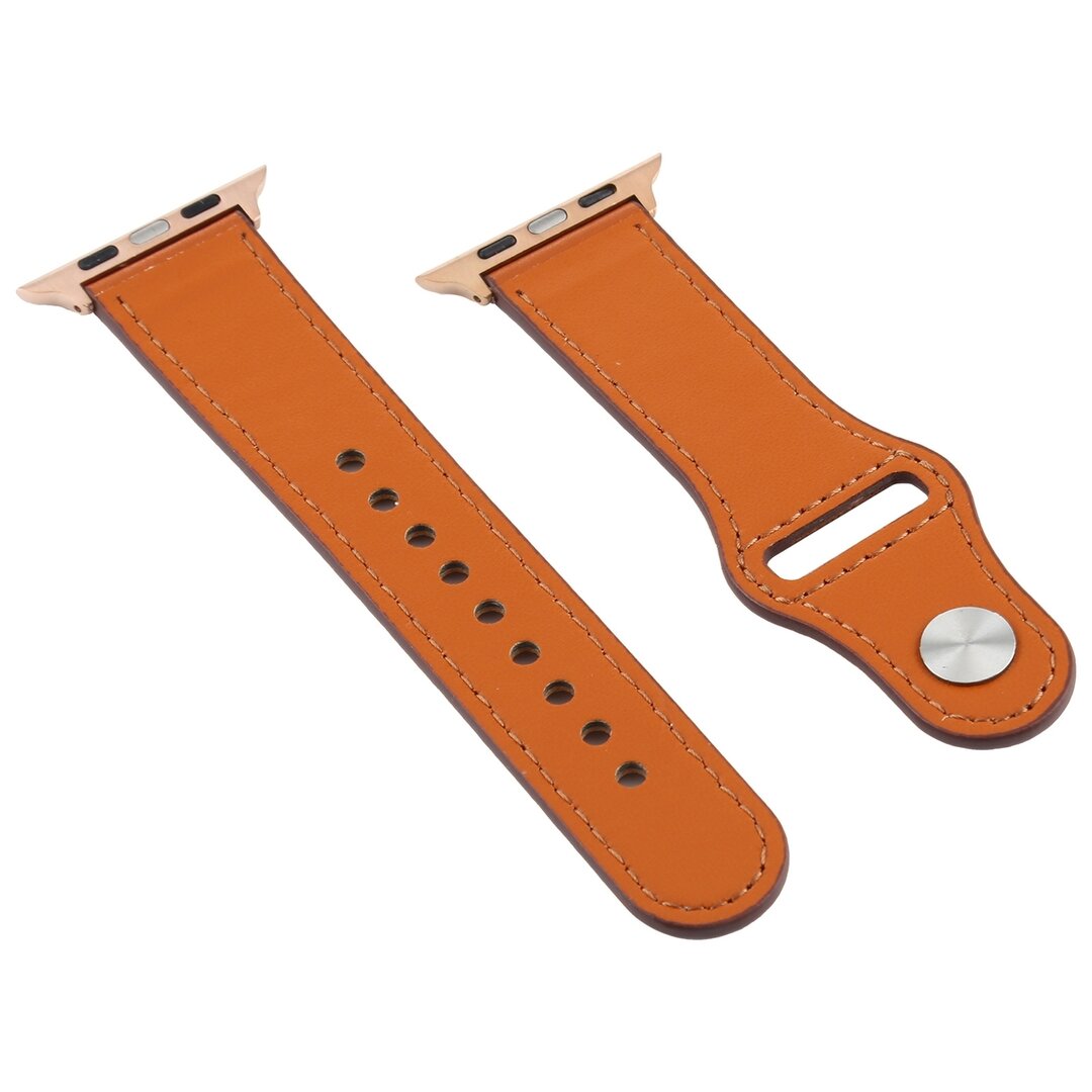 Lederarmband - Kamelbraun - Geeignet f&uuml;r Apple Watch 44mm / 45mm / 46mm / 49mm