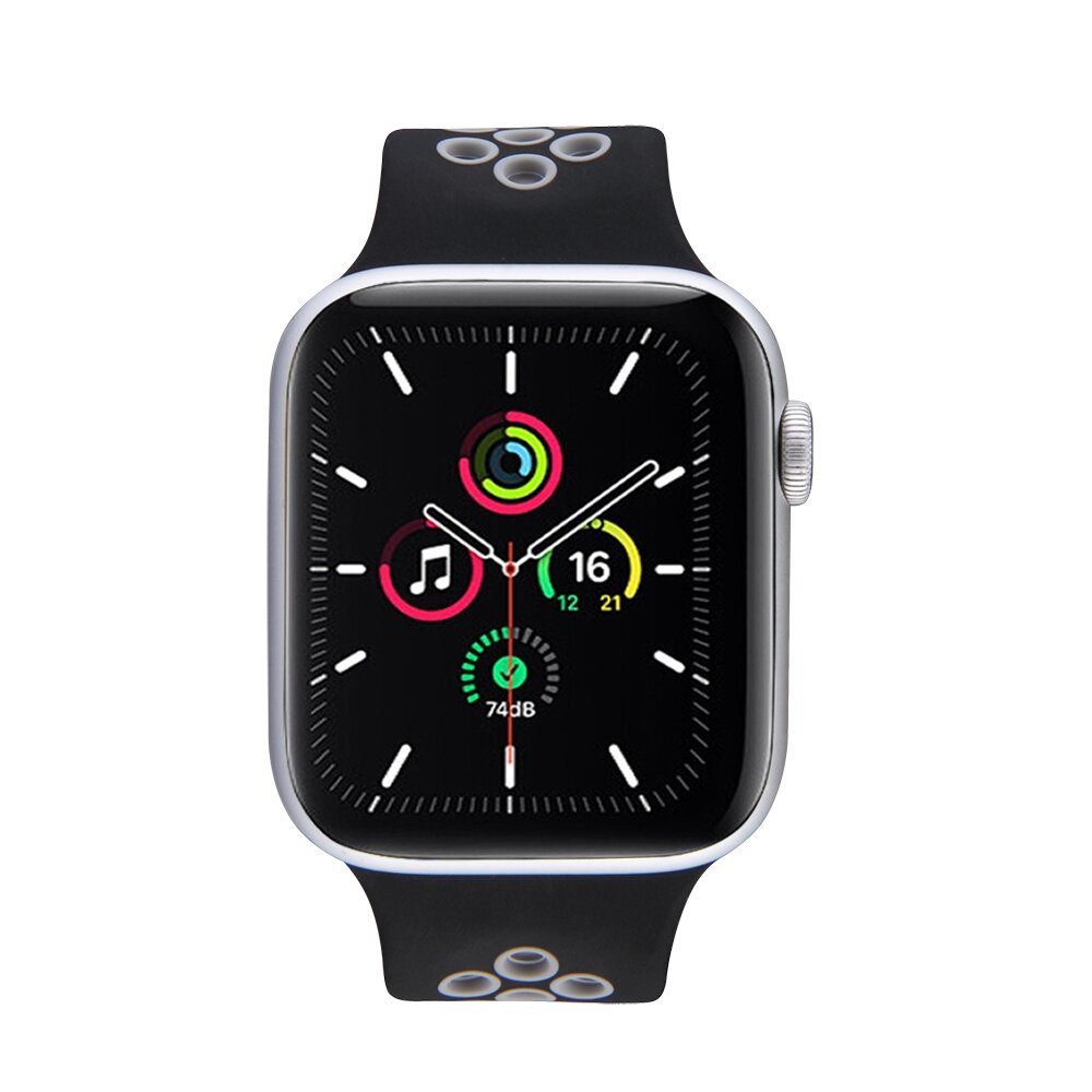 Solo Loop Sportband - Gr&ouml;&szlig;e: L - Schwarz + Grau - Geeignet f&uuml;r Apple Watch 38mm / 40mm / 41mm / 42mm