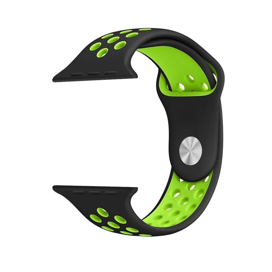 Sportarmband - Gr&ouml;&szlig;e: S/M - Schwarz + Gr&uuml;n - Geeignet f&uuml;r Apple Watch 38mm / 40mm / 41mm / 42mm