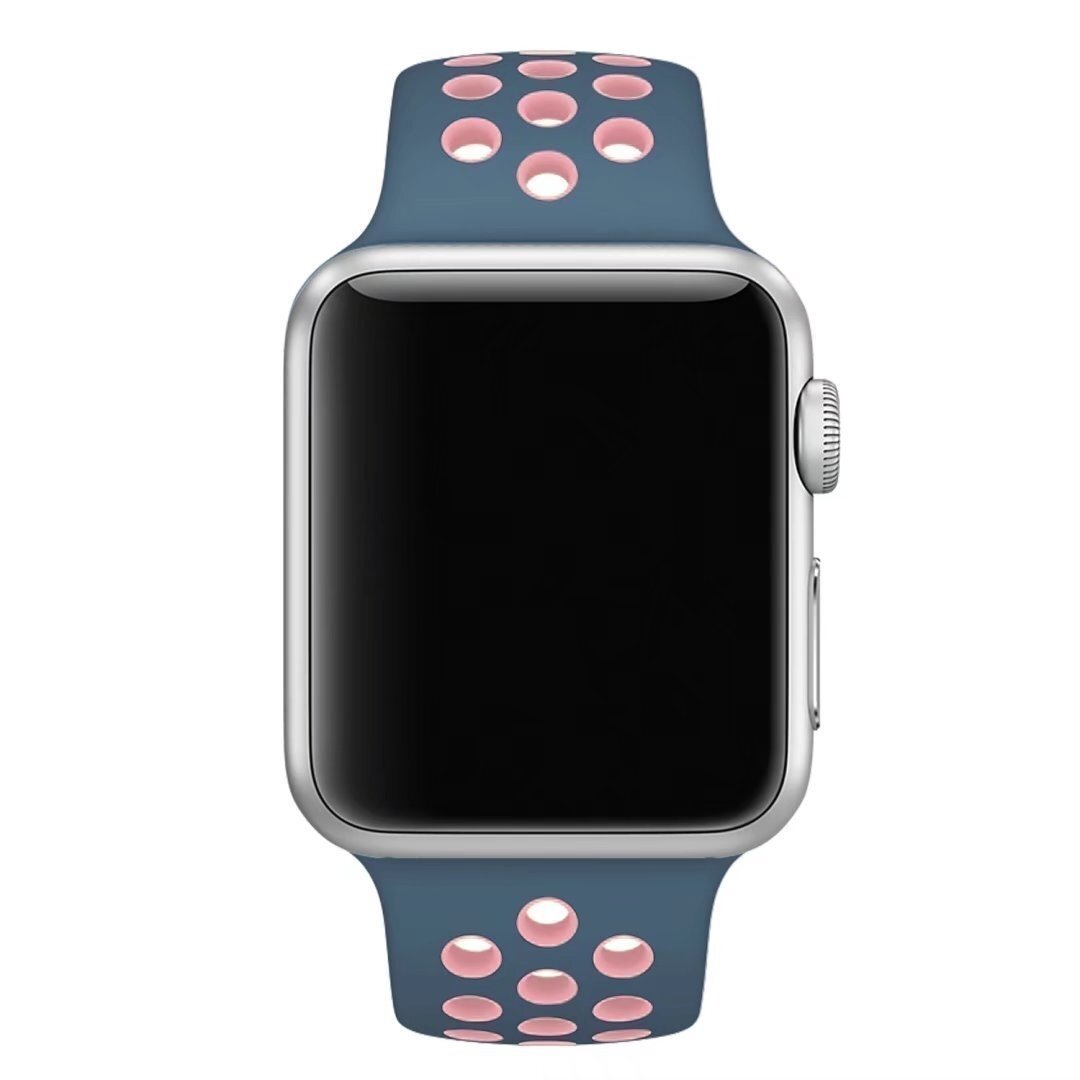 Sportarmband - Gr&ouml;&szlig;e: S/M - Blau + Pink - Geeignet f&uuml;r Apple Watch 38mm / 40mm / 41mm / 42mm