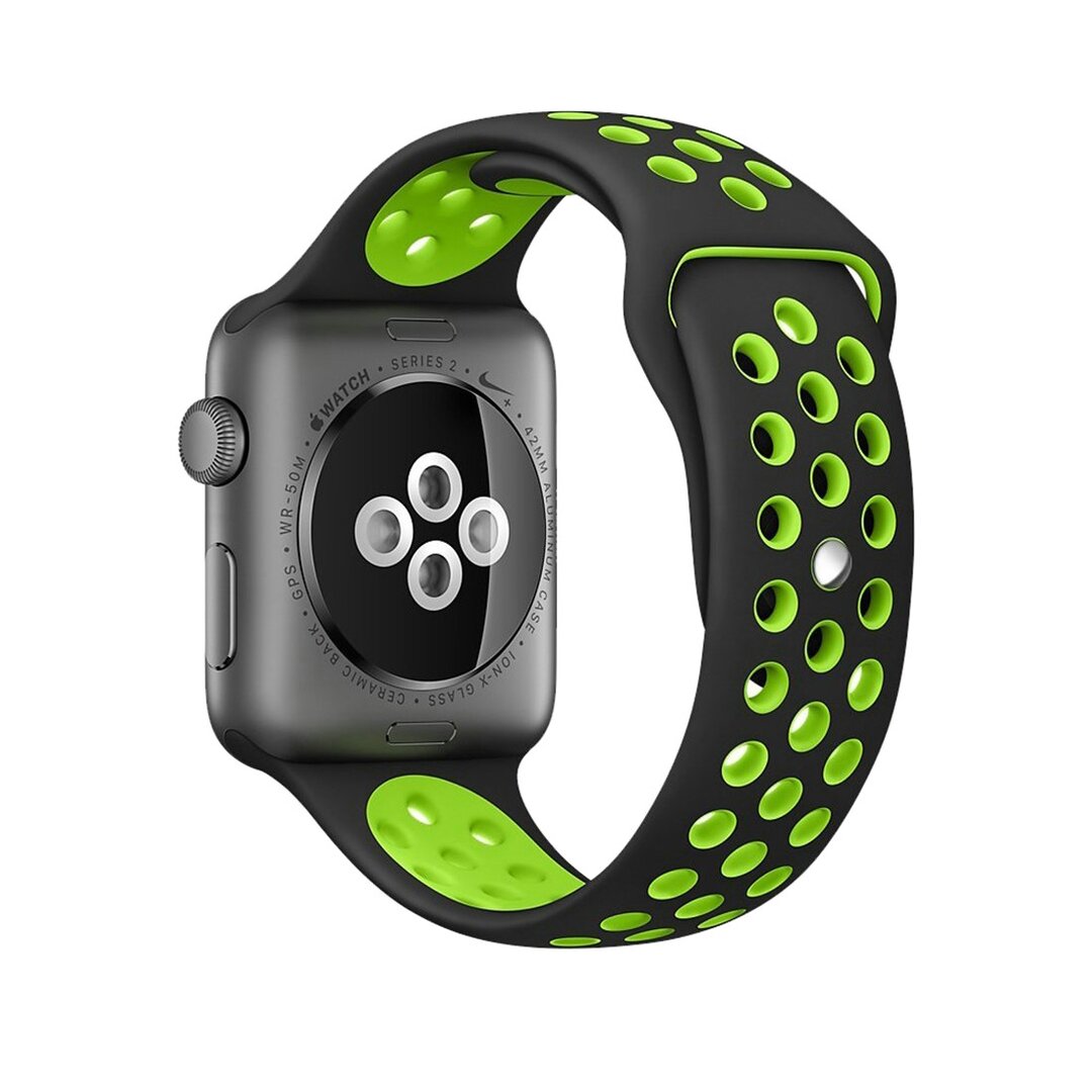 Sportarmband - Gr&ouml;&szlig;e: M/L - Schwarz + Gr&uuml;n - Geeignet f&uuml;r Apple Watch 38mm / 40mm / 41mm