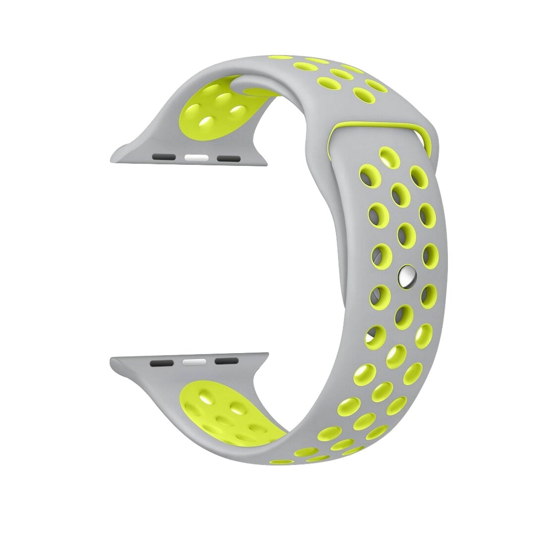Sportarmband - Gr&ouml;&szlig;e: M/L - Grau + Gelb - Geeignet f&uuml;r Apple Watch 38mm / 40mm / 41mm