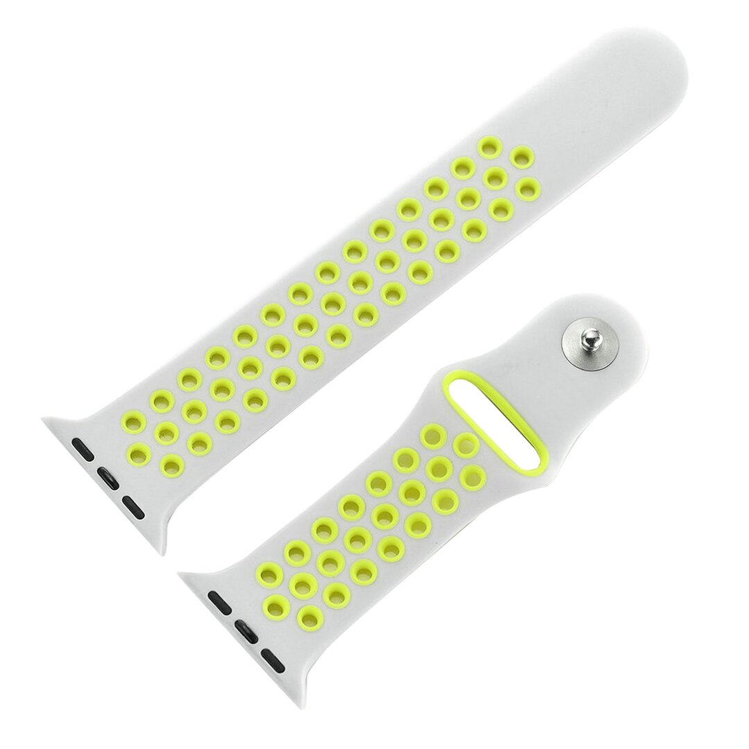 Sportarmband - Gr&ouml;&szlig;e: M/L - Grau + Gelb - Geeignet f&uuml;r Apple Watch 38mm / 40mm / 41mm