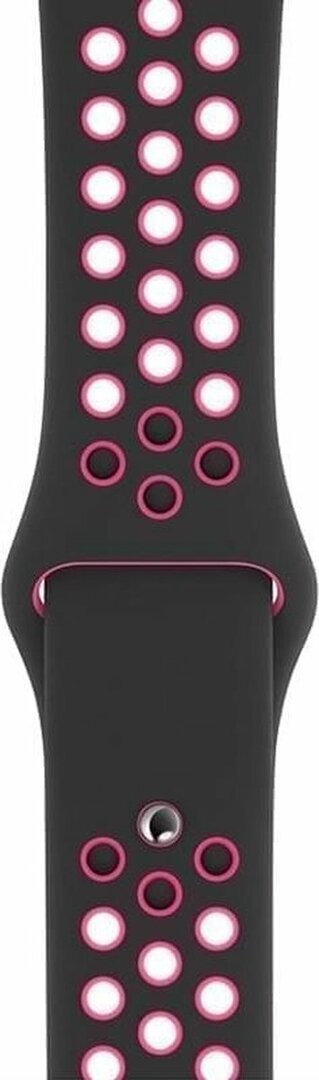 Sportarmband - Gr&ouml;&szlig;e: S/M - Schwarz + Pink - Geeignet f&uuml;r Apple Watch 44mm / 45mm / 46mm / 49mm