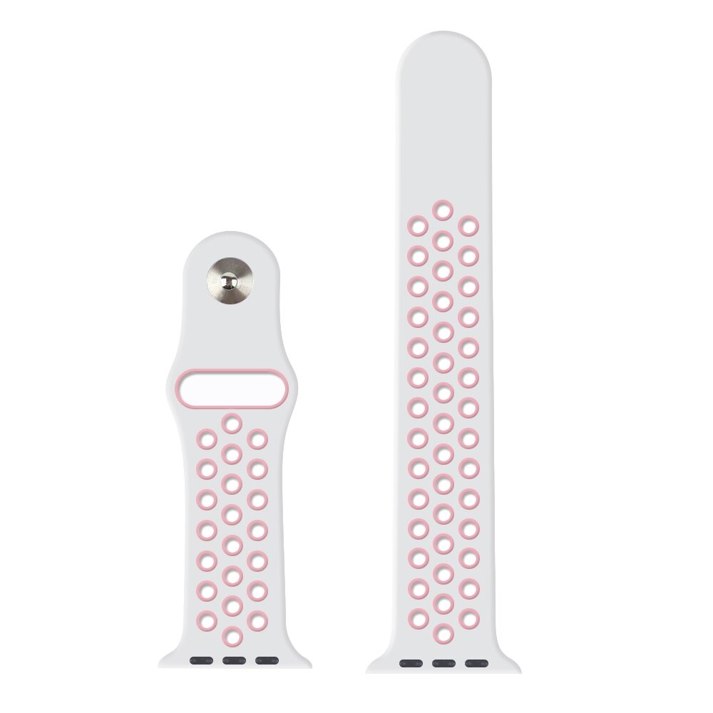 Sportarmband - Gr&ouml;&szlig;e: S/M - Wei&szlig; + Pink - Geeignet f&uuml;r Apple Watch 44mm / 45mm / 46mm / 49mm