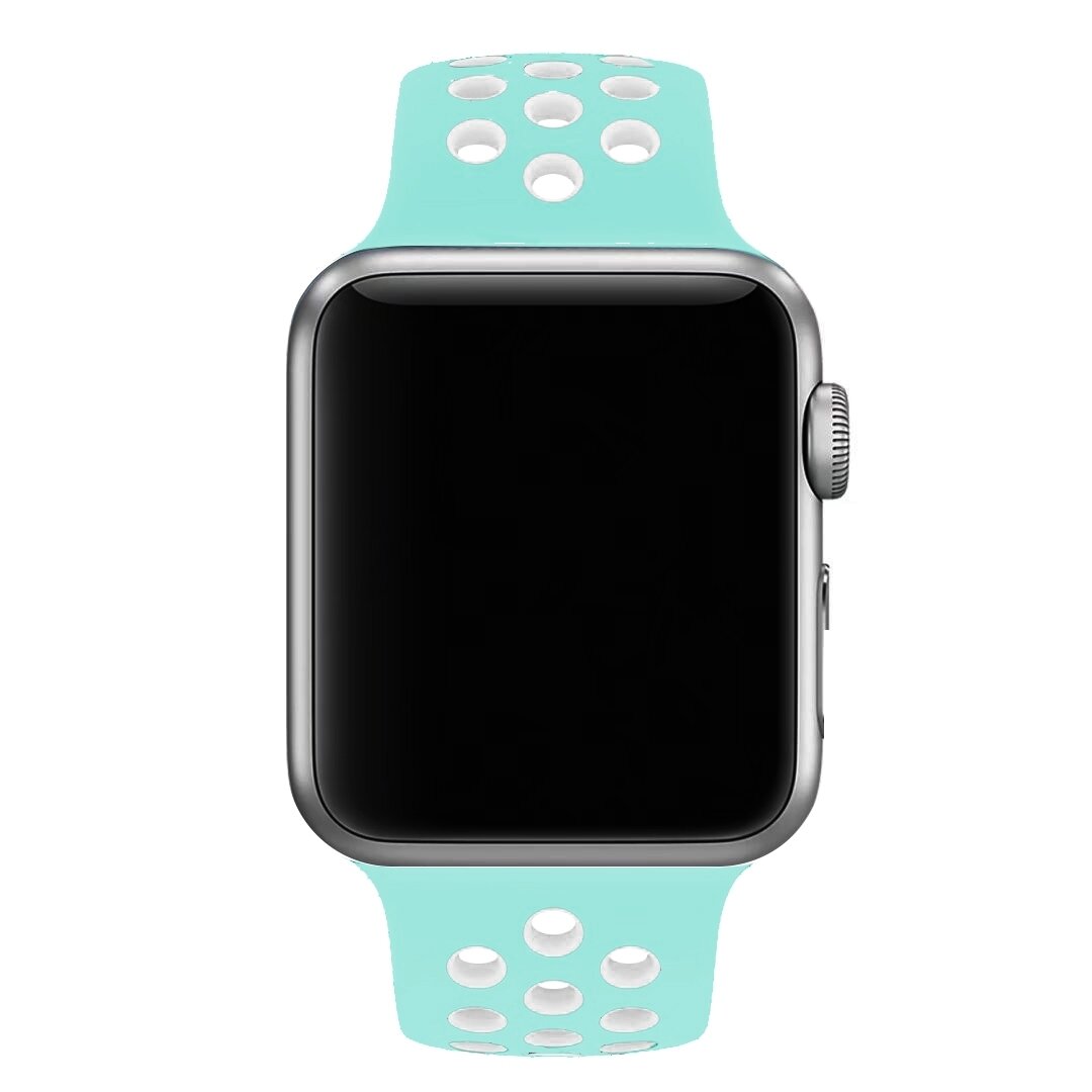 Sportarmband - Gr&ouml;&szlig;e: S/M - Wei&szlig; + Gr&uuml;n - Geeignet f&uuml;r Apple Watch 44mm / 45mm / 46mm / 49mm