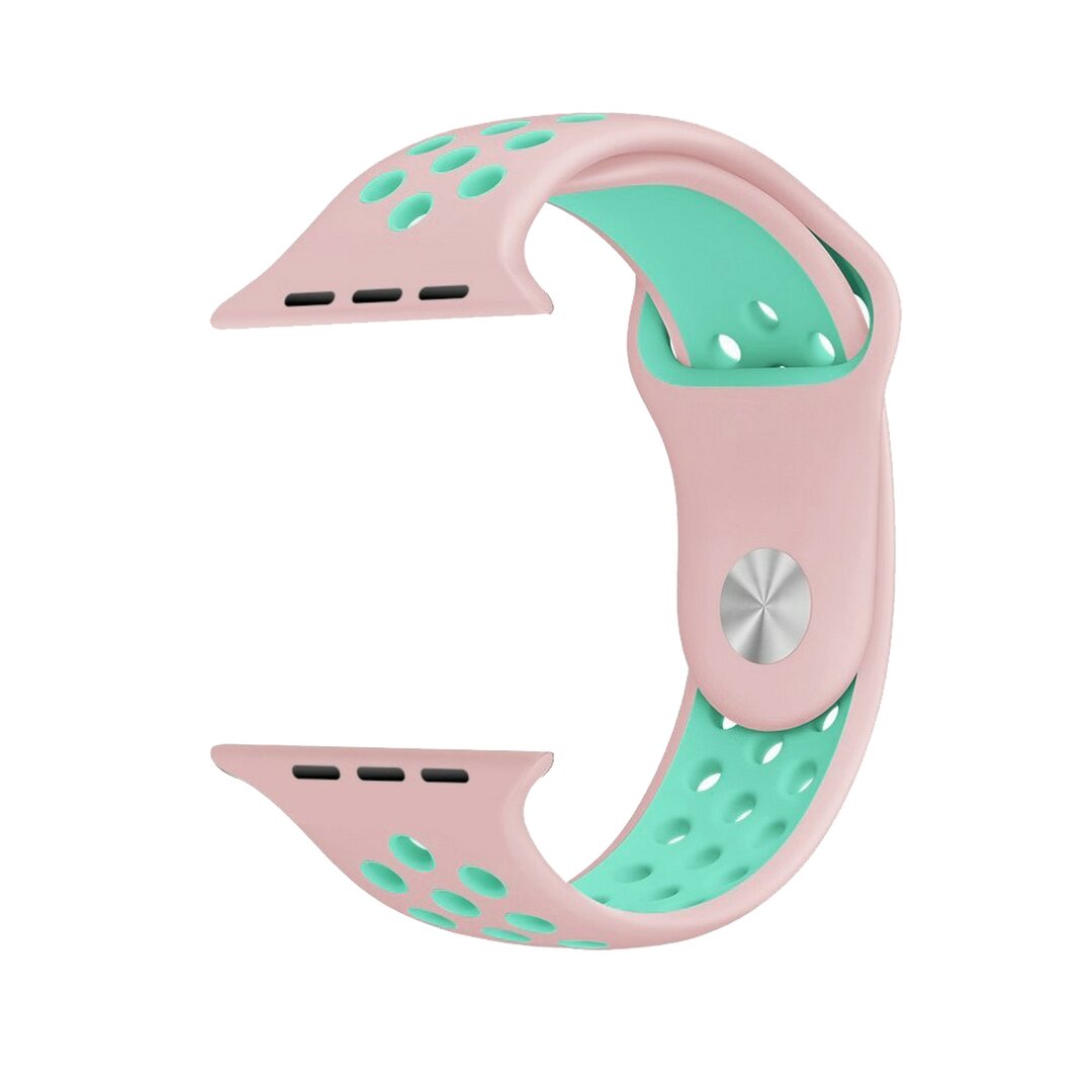 Sportarmband - Gr&ouml;&szlig;e: S/M - Pink + Gr&uuml;n - Geeignet f&uuml;r Apple Watch 44mm / 45mm / 46mm / 49mm