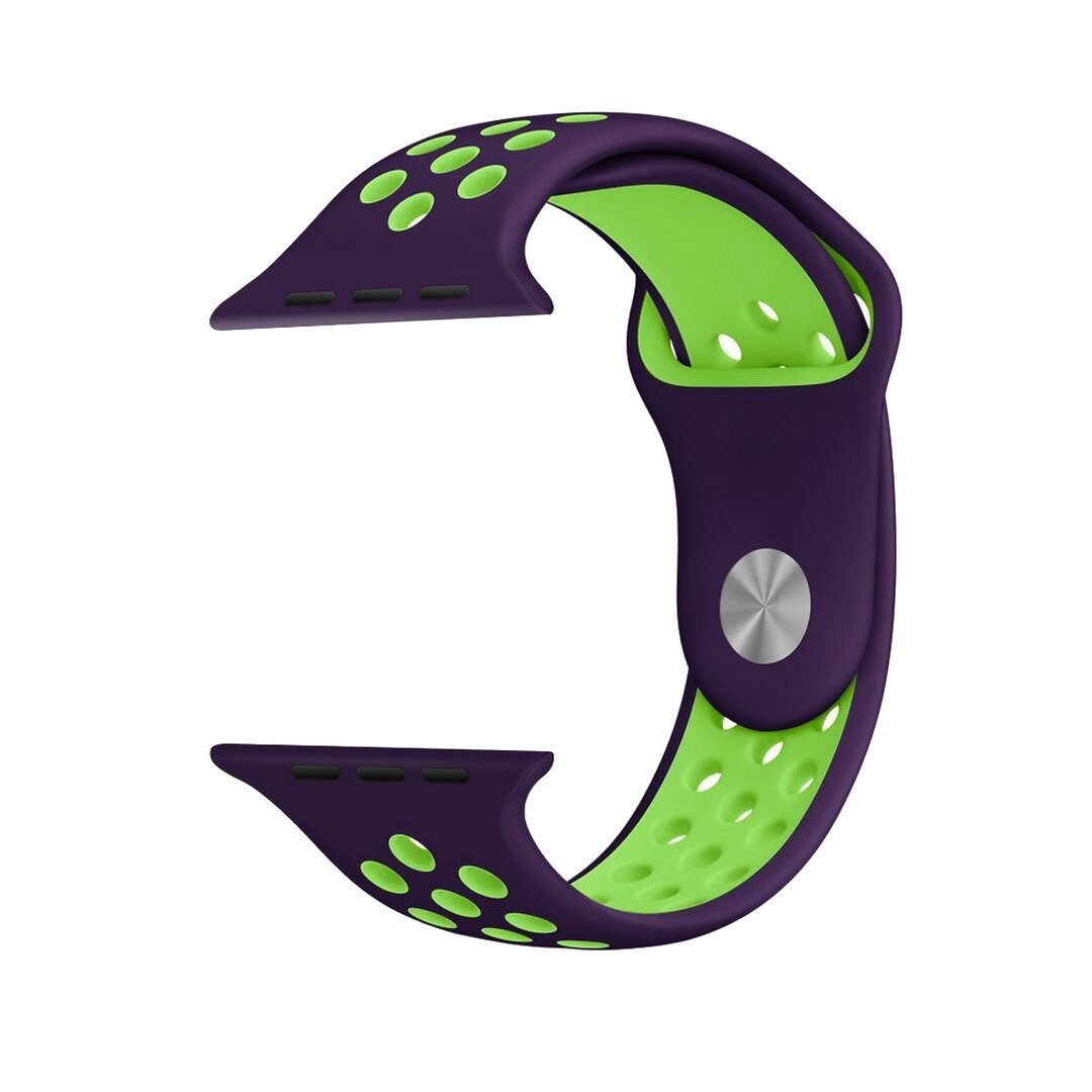 Sportarmband - Gr&ouml;&szlig;e: S/M - Lila + Gr&uuml;n - Geeignet f&uuml;r Apple Watch 44mm / 45mm / 46mm / 49mm