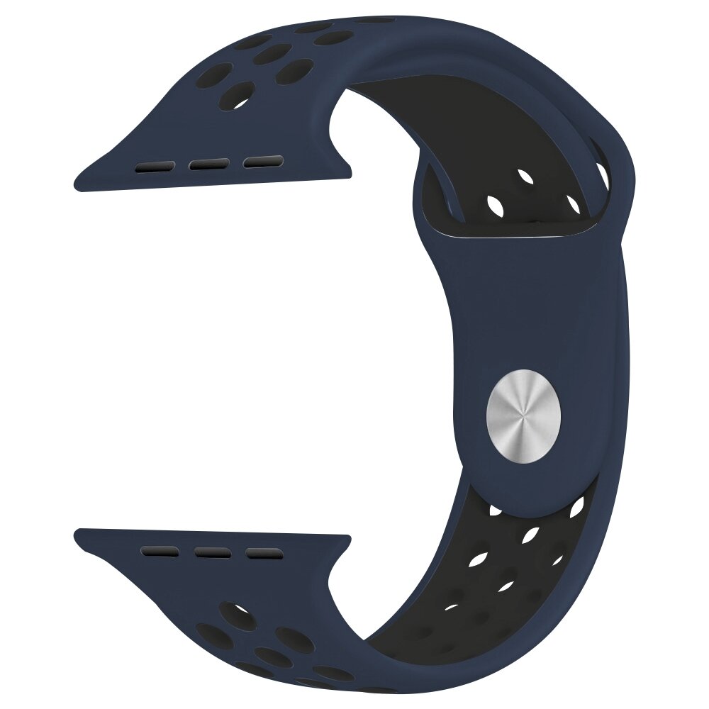 Sportarmband - Gr&ouml;&szlig;e: S/M - Blau + Schwarz - Geeignet f&uuml;r Apple Watch 44mm / 45mm / 46mm / 49mm