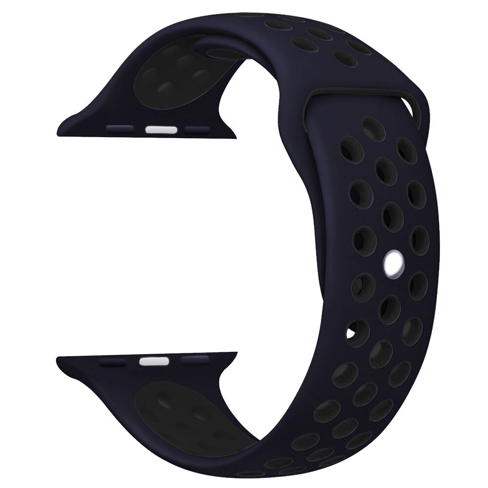Sportarmband - Gr&ouml;&szlig;e: S/M - Blau + Schwarz - Geeignet f&uuml;r Apple Watch 44mm / 45mm / 46mm / 49mm
