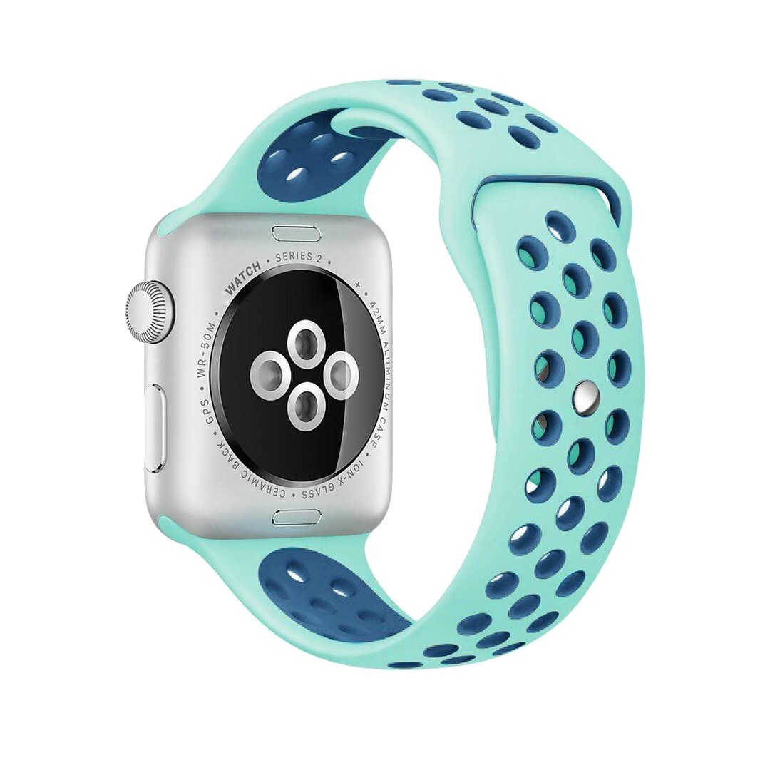 Sportarmband - Gr&ouml;&szlig;e: S/M - Blau + Gr&uuml;n - Geeignet f&uuml;r Apple Watch 44mm / 45mm / 46mm / 49mm