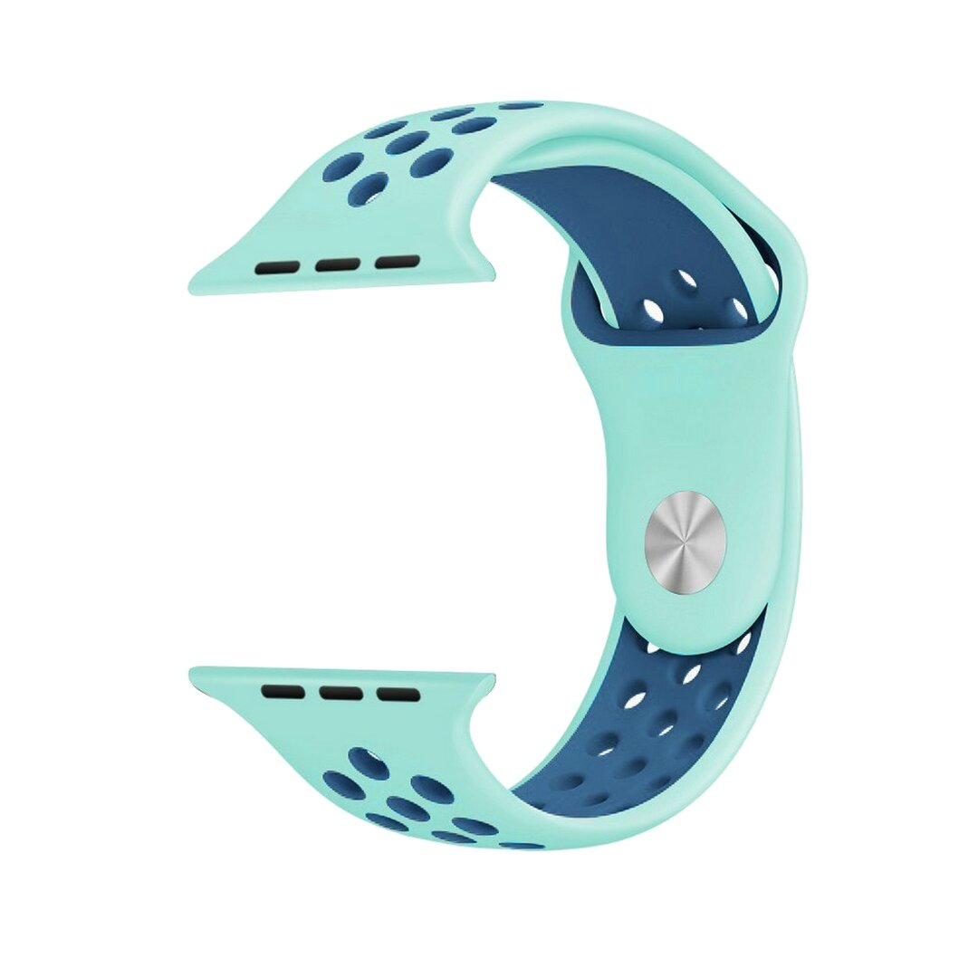 Sportarmband - Gr&ouml;&szlig;e: S/M - Blau + Gr&uuml;n - Geeignet f&uuml;r Apple Watch 44mm / 45mm / 46mm / 49mm