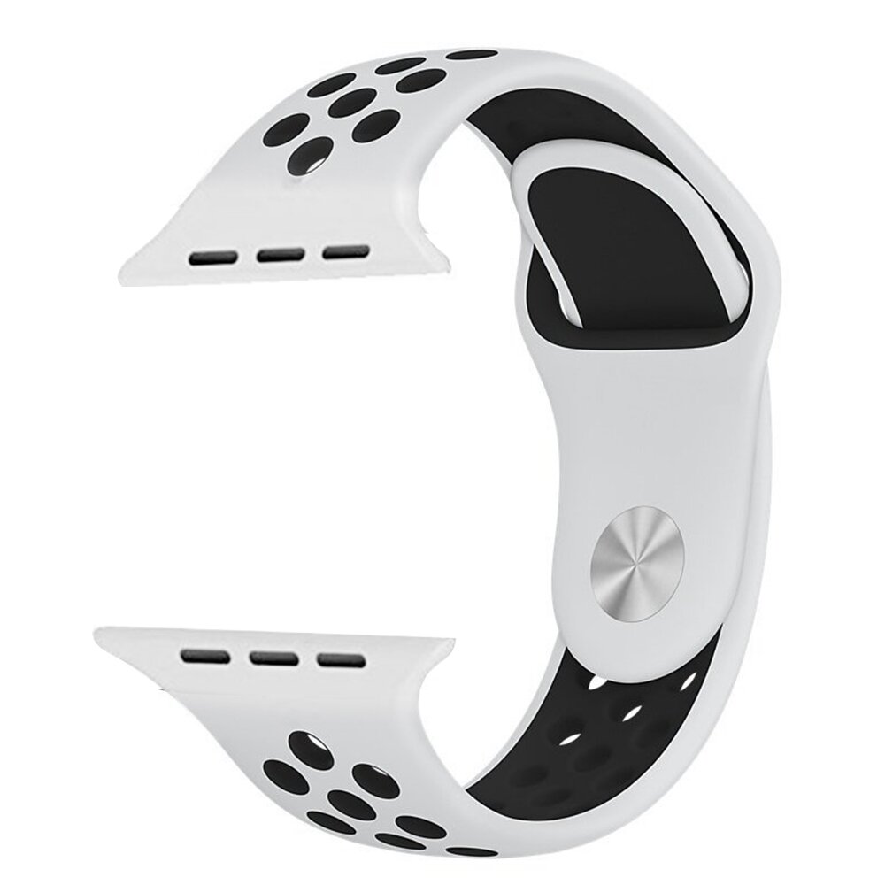 Sportarmband - Gr&ouml;&szlig;e: M/L - Wei&szlig; + Schwarz - Geeignet f&uuml;r Apple Watch 44mm / 45mm / 46mm / 49mm