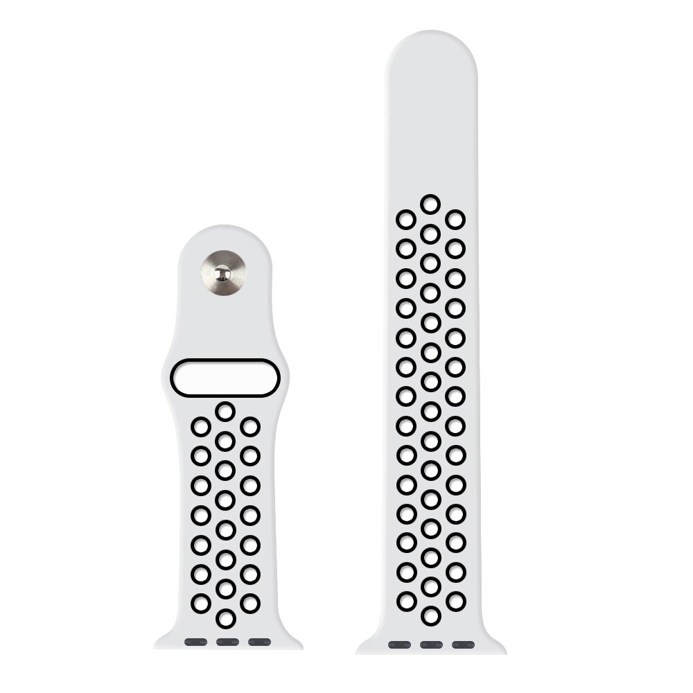 Sportarmband - Gr&ouml;&szlig;e: M/L - Wei&szlig; + Schwarz - Geeignet f&uuml;r Apple Watch 44mm / 45mm / 46mm / 49mm