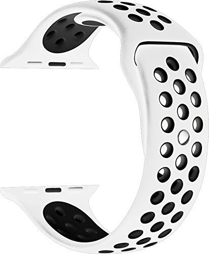 Sportarmband - Gr&ouml;&szlig;e: M/L - Wei&szlig; + Schwarz - Geeignet f&uuml;r Apple Watch 44mm / 45mm / 46mm / 49mm