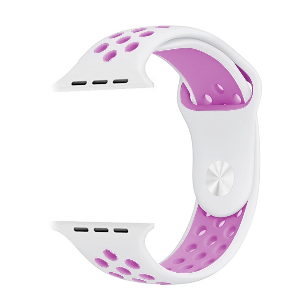 Sportarmband - Gr&ouml;&szlig;e: M/L - Wei&szlig; + Lila - Geeignet f&uuml;r Apple Watch 44mm / 45mm / 46mm / 49mm