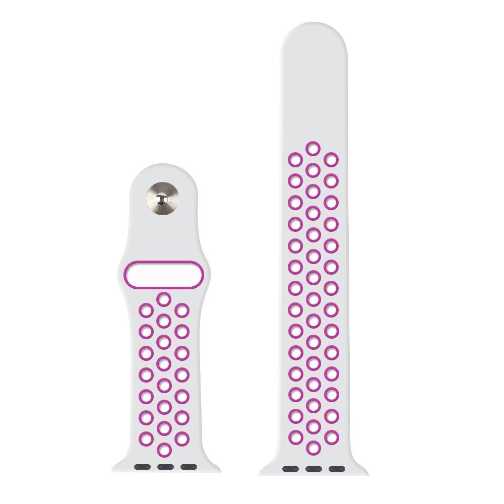 Sportarmband - Gr&ouml;&szlig;e: M/L - Wei&szlig; + Lila - Geeignet f&uuml;r Apple Watch 44mm / 45mm / 46mm / 49mm