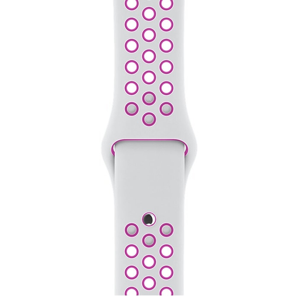 Sportarmband - Gr&ouml;&szlig;e: M/L - Wei&szlig; + Lila - Geeignet f&uuml;r Apple Watch 44mm / 45mm / 46mm / 49mm