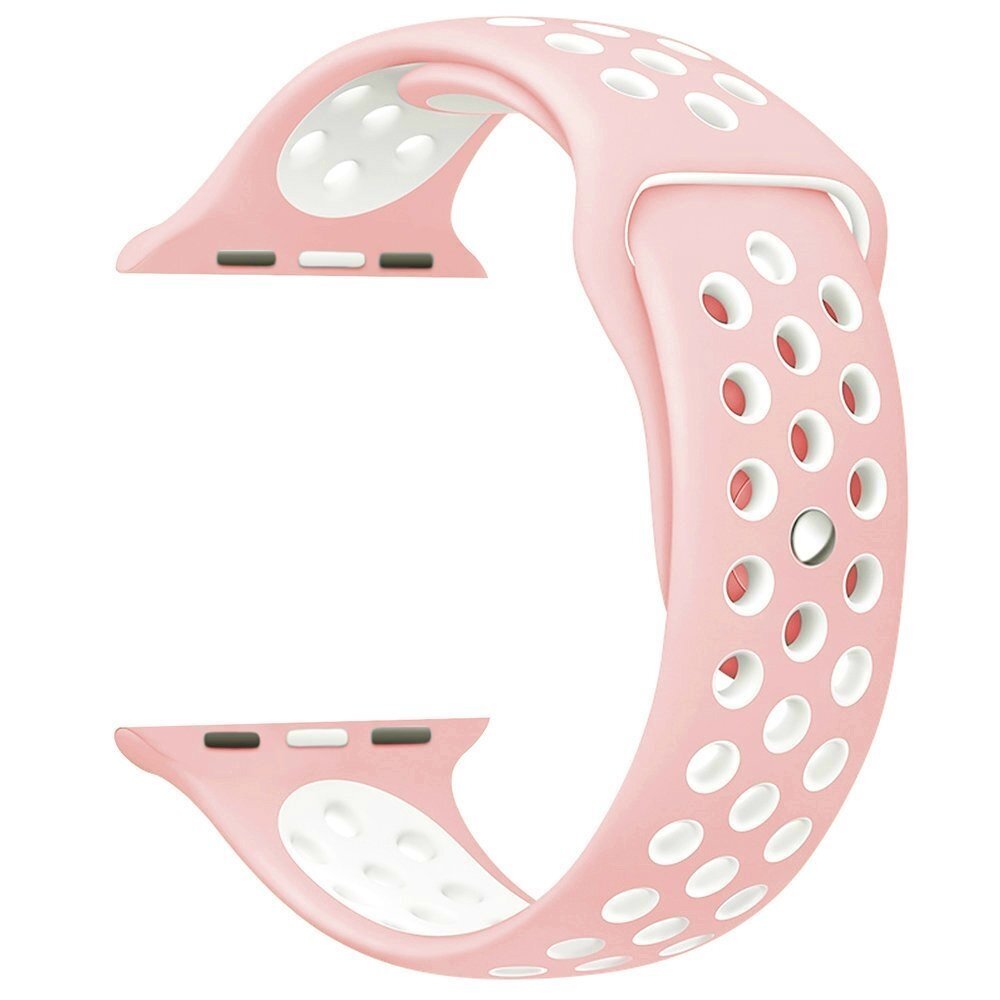 Sportarmband - Gr&ouml;&szlig;e: M/L - Pink + Wei&szlig; - Geeignet f&uuml;r Apple Watch 44mm / 45mm / 46mm / 49mm