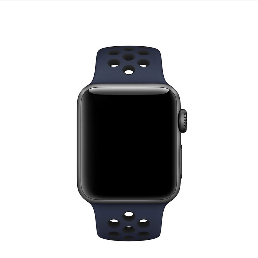 Sportarmband - Gr&ouml;&szlig;e: M/L - Blau + Schwarz - Geeignet f&uuml;r Apple Watch 44mm / 45mm / 46mm / 49mm
