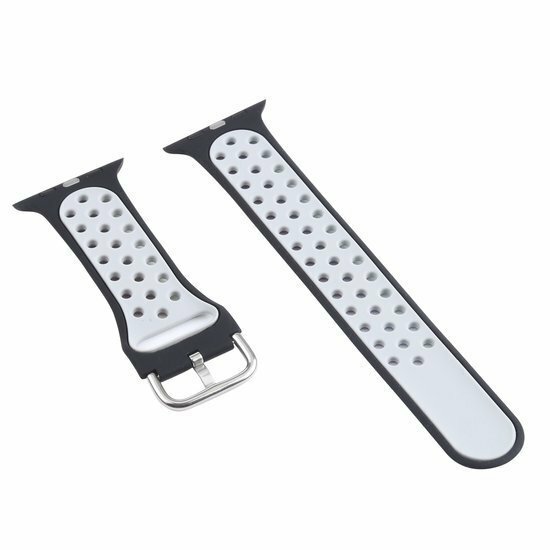 Silikon-Sportband mit Schnalle - Schwarz + Multicolor - Geeignet f&uuml;r Apple Watch 38mm / 40mm / 41mm / 42mm