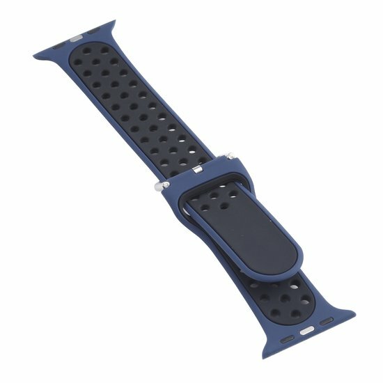 Silikon-Sportband mit Schnalle - Dunkelblau + Schwarz - Geeignet f&uuml;r Apple Watch 38mm / 40mm / 41mm / 42mm