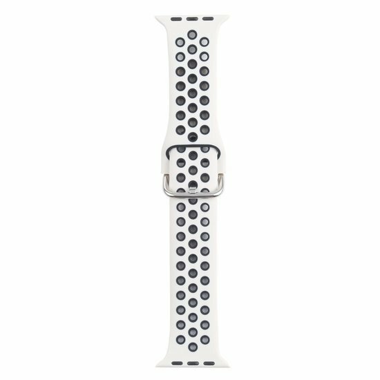 Silikon-Sportband mit Schnalle - Cremewei&szlig; + Schwarz - Passend f&uuml;r Apple Watch 38mm / 40mm / 41mm / 42mm