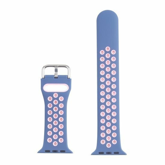 Silikon-Sportband mit Schnalle - Blau Lila + Rosa - Geeignet f&uuml;r Apple Watch 38mm / 40mm / 41mm / 42mm