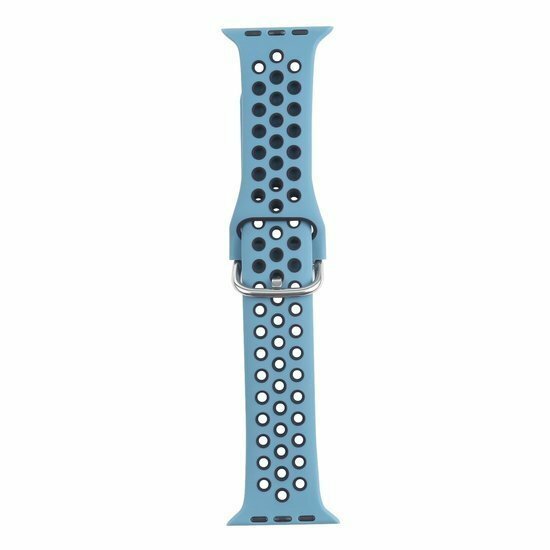 Silikon-Sportband mit Schnalle - Blau Grau + Schwarz - Geeignet f&uuml;r Apple Watch 38mm / 40mm / 41mm / 42mm