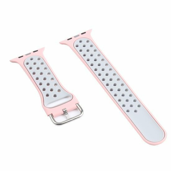 Silikon-Sportband mit Schnalle - Pink + Multicolour - Geeignet f&uuml;r Apple Watch 44mm / 45mm / 46mm / 49mm