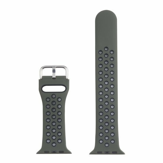 Silikon-Sportband mit Schnalle - Olivgr&uuml;n + Schwarz - Geeignet f&uuml;r Apple Watch 44mm / 45mm / 46mm / 49mm