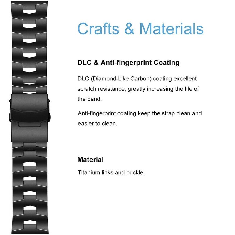 Titanium Gliederarmband - Schwarz - Garmin Fenix 7X / 6X / 5X