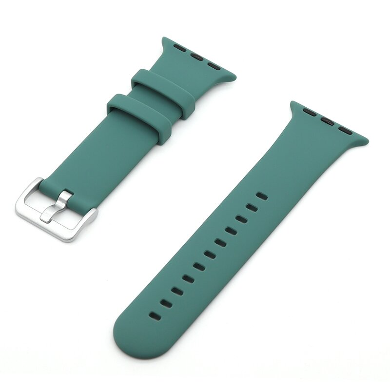 Gummi-Sportarmband mit Schnalle - Dunkelgr&uuml;n - Geeignet f&uuml;r Apple Watch 44mm / 45mm / 46mm / 49mm