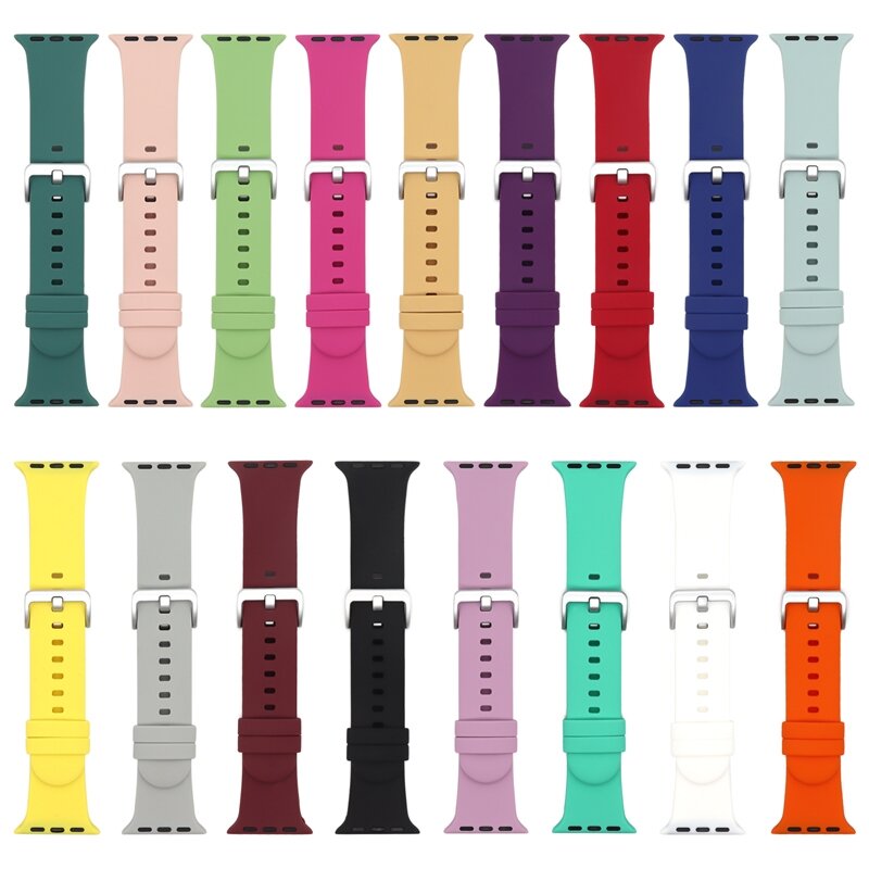Gummi-Sportarmband mit Schnalle - Dunkelgr&uuml;n - Geeignet f&uuml;r Apple Watch 44mm / 45mm / 46mm / 49mm